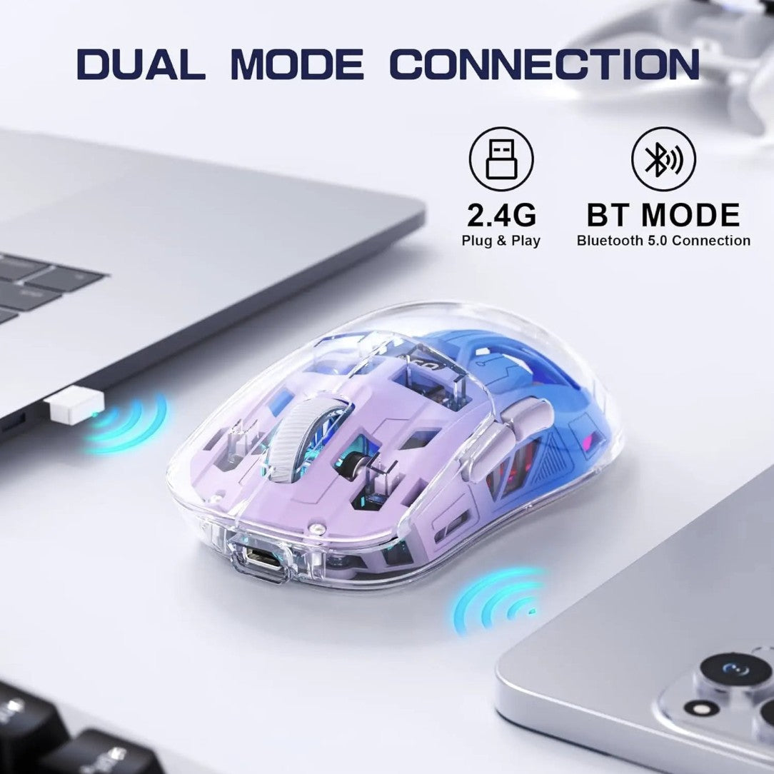 Attack Shark FreeWolf A2, kabellose Gaming Maus, wiederaufladbar, RGB, digitaler Bildschirm, einstellbare DPI, Bluetooth 5.0, 2.4G Wireless