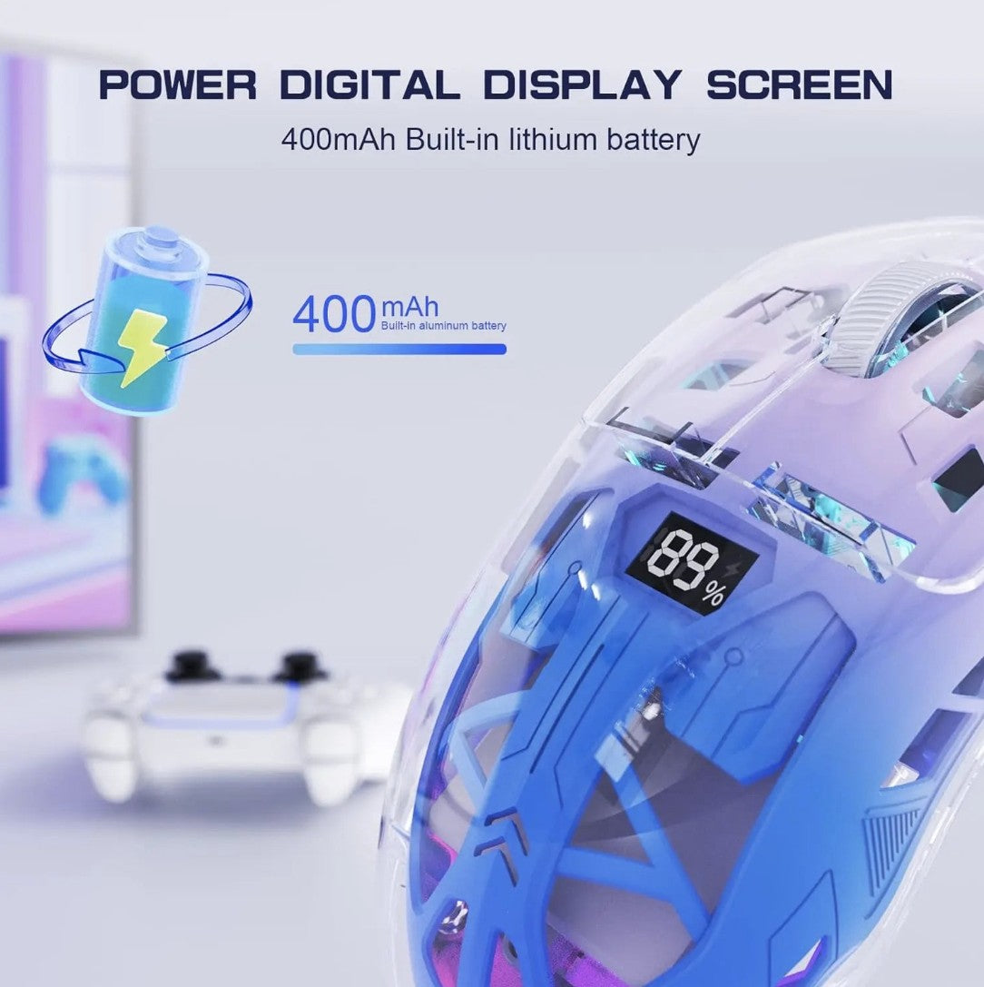 Attack Shark FreeWolf A2, kabellose Gaming Maus, wiederaufladbar, RGB, digitaler Bildschirm, einstellbare DPI, Bluetooth 5.0, 2.4G Wireless