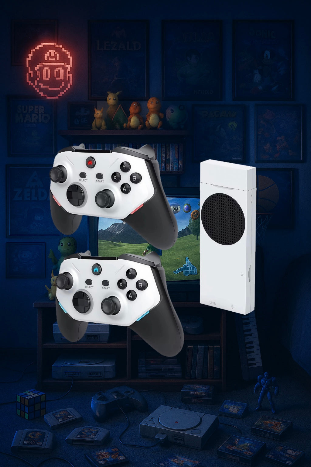 M88 Retro Game Stick 4K HDMI Konsole mit über 20.000 Spielen inkl. PS2 Games, 128GB Speicher, Wireless Controller, Plug & Play TV Gaming Stick für Familie & Party