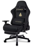 Vittanly Luxus Gaming- und Bürostuhl, echtes Leder, ergonomisch, verstellbar, mit ausklappbarer Fußstütze