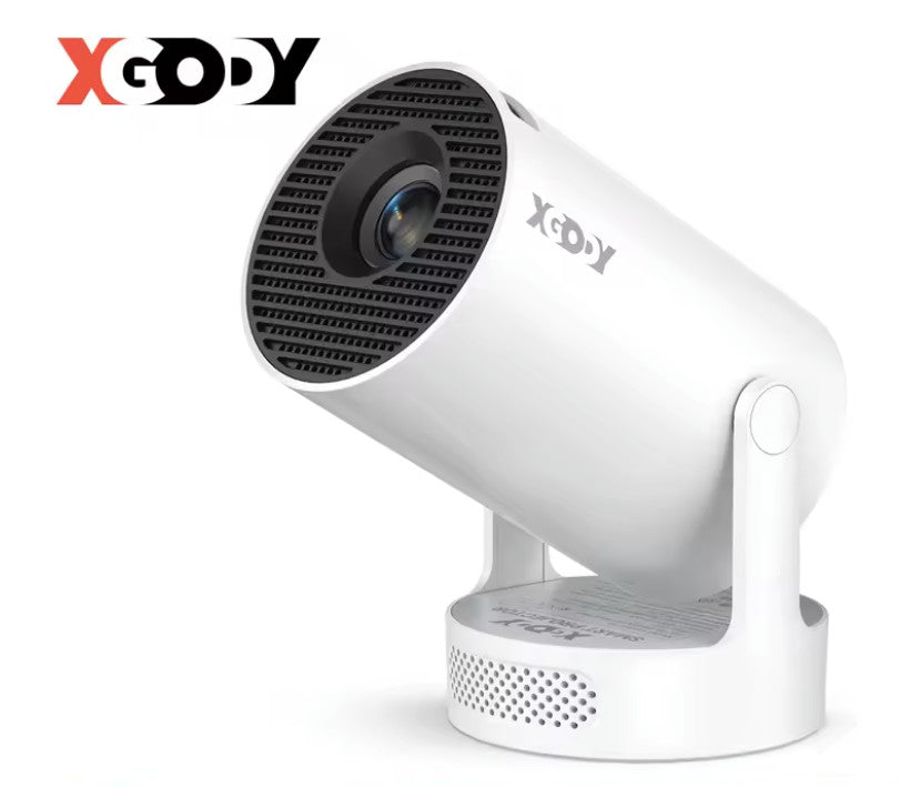 XGODY HY300 Pro+ 4K Mini-Beamer, 1280×720P, Android 11, 12000 Lumen, integrierter 5 W-Lautsprecher, WiFi 6 & Bluetooth 5.4, tragbarer Beamer mit Leinwand & Tasche für Innen & Außen