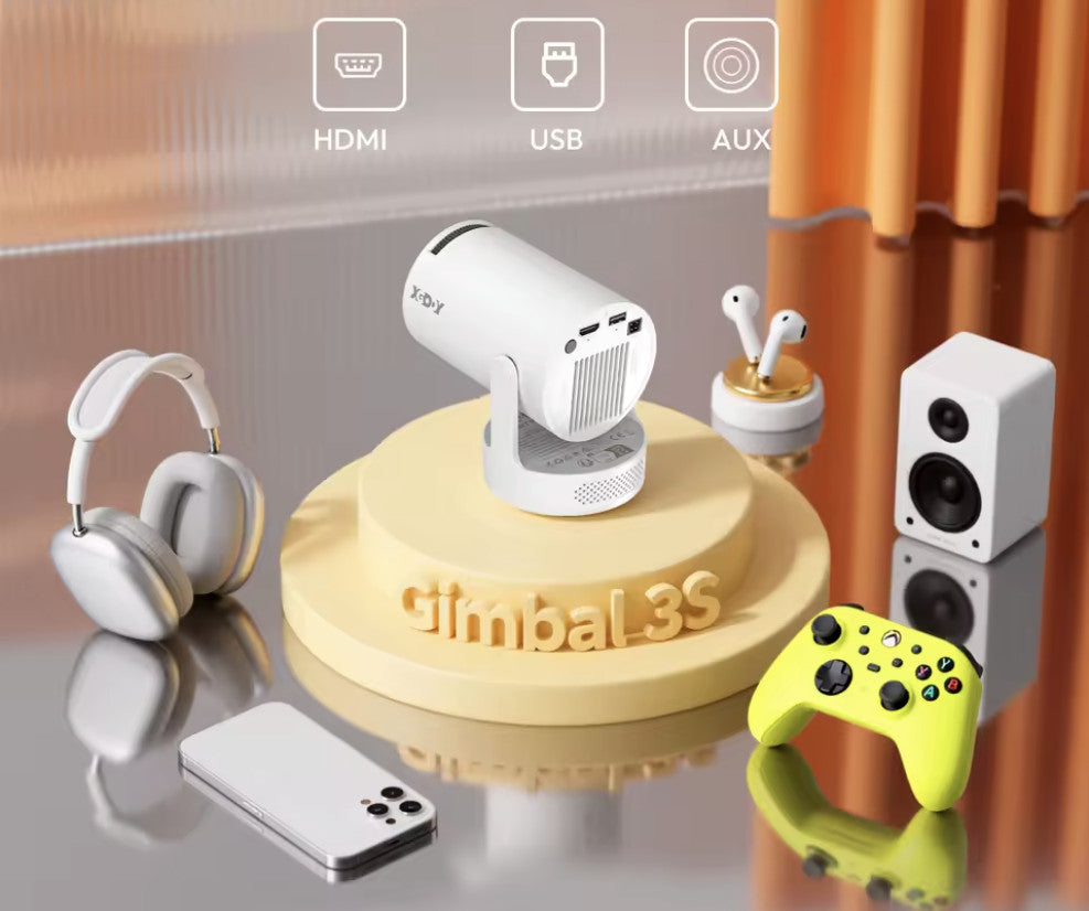 XGODY HY300 Pro+ 4K Mini-Beamer, 1280×720P, Android 11, 12000 Lumen, integrierter 5 W-Lautsprecher, WiFi 6 & Bluetooth 5.4, tragbarer Beamer mit Leinwand & Tasche für Innen & Außen